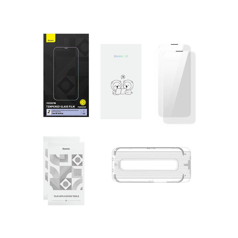 Szkło hartowane Baseus Corning Apple iPhone 14 Pro z filtrem przeciwpyłowym