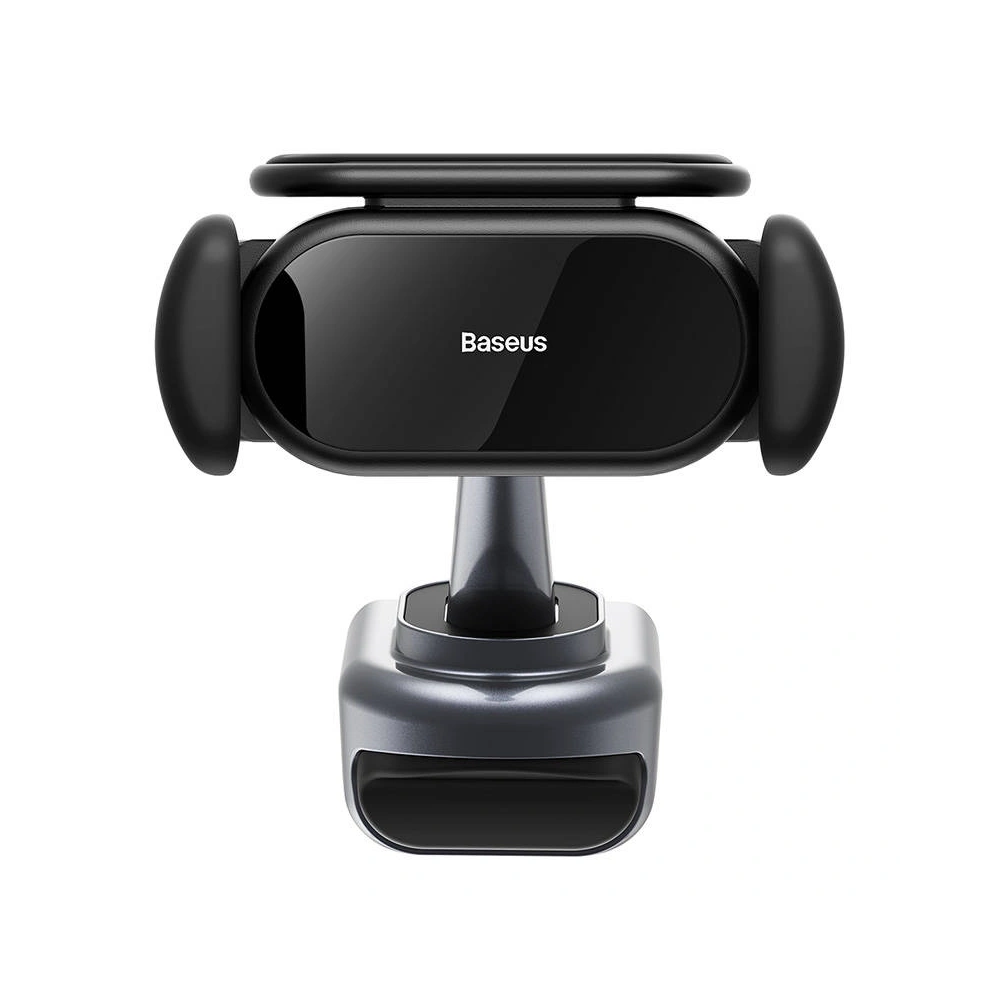 Uchwyt samochodowy elektryczny Baseus T-Space z ładowarką solarną (czarny)