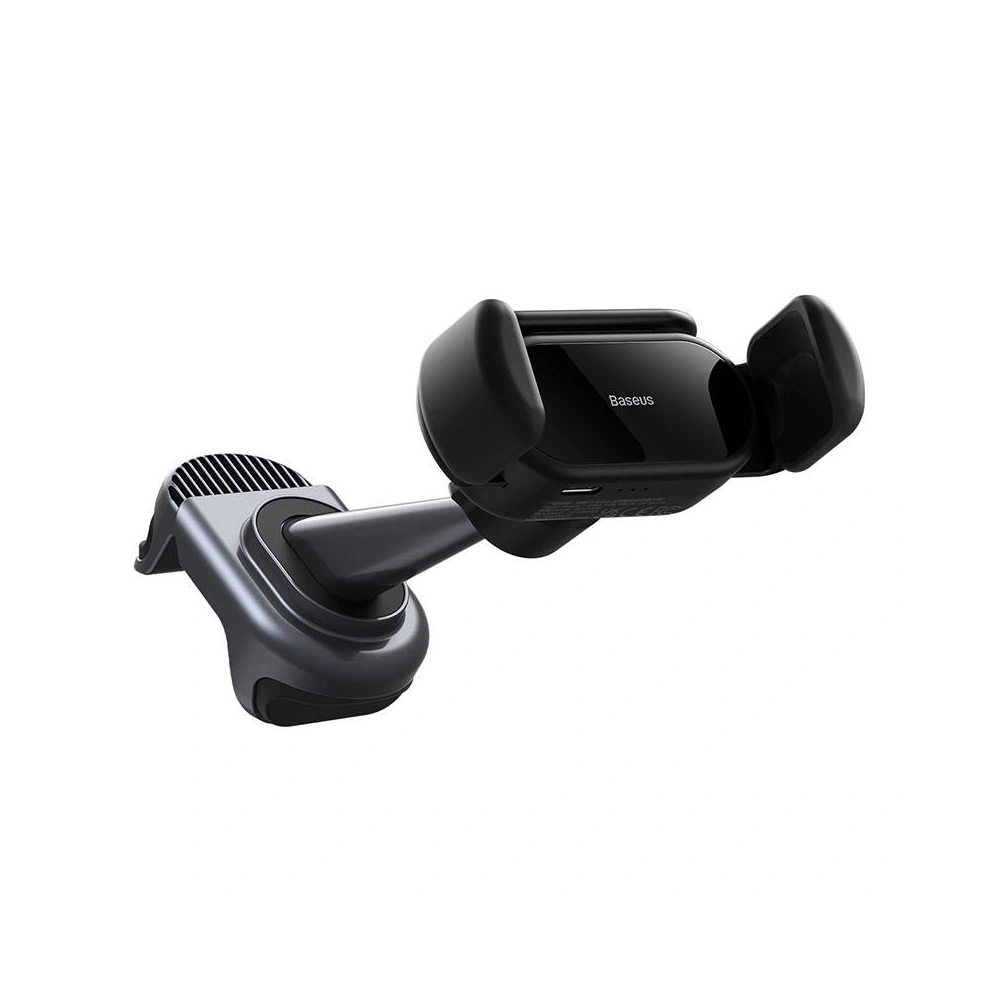 Uchwyt samochodowy elektryczny Baseus T-Space z ładowarką solarną (czarny)