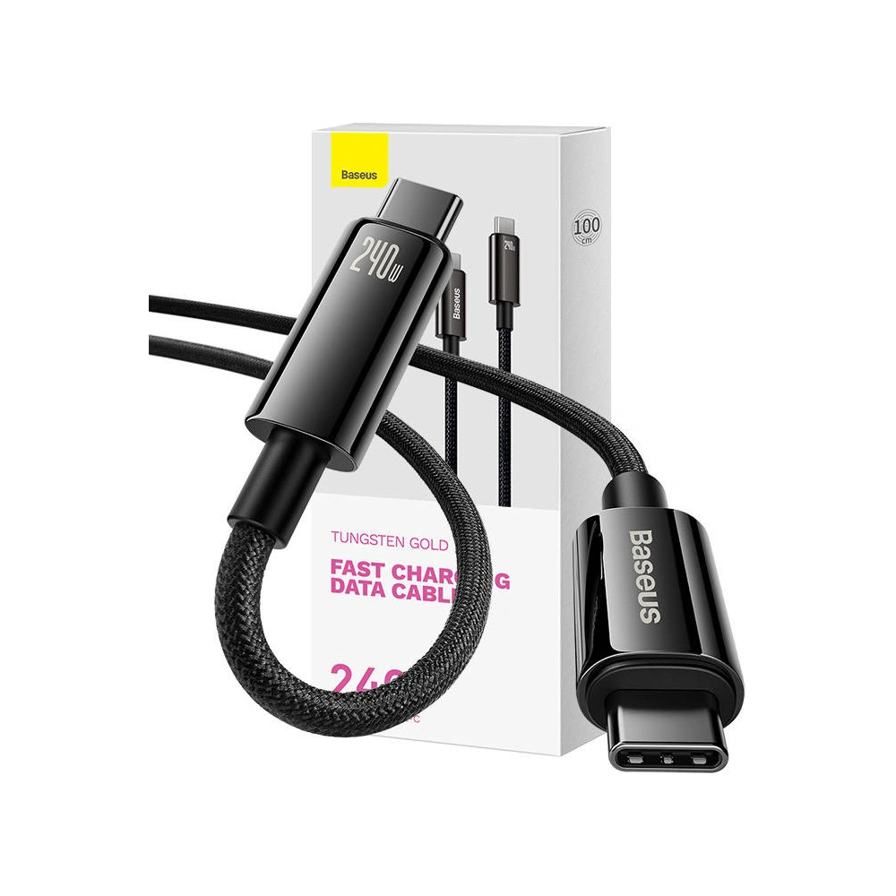 Kabel Baseus Tungsten Gold USB-C/USB-C 240W 1m (czarny)