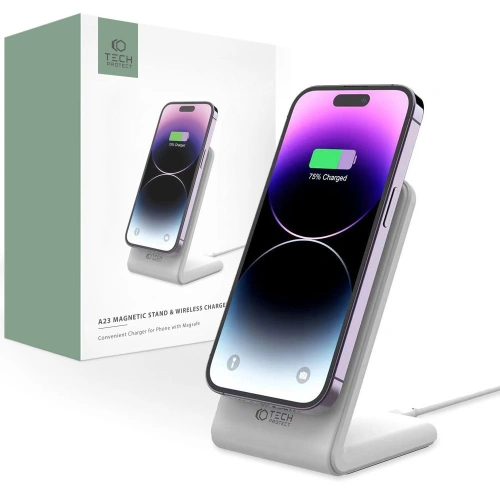 Kup Încărcător wireless MagSafe Tech-Protect Qi15W-A23 Încărcător Wireless Magnetic Alb - THP2025 - {ean13} - Sklep Home Screen