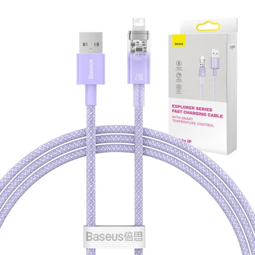 Kup Kabel Baseus Explorer Series USB-A/Lightning 2.4A 1m (fialový) - BSU4276 - {ean13} - Sklep Home Screen