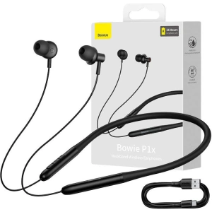 Vezeték nélküli fülhallgató Baseus Bowie P1x In-ear Neckband Bluetooth 5.3 Fekete
