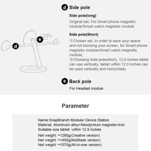 Wielofunkční stolní držák Nillkin Snapbranch Modular Device Station Gray/Szary