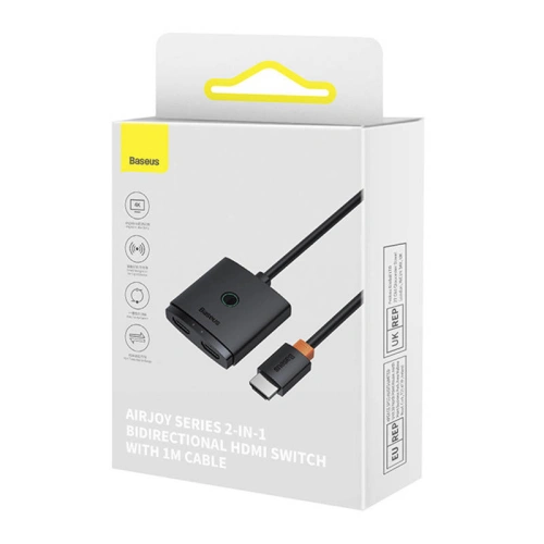 Buy Baseus AirJoy Series 2-in-1 Bidirectional HDMI Switch 1m cable (black) - BSU4298 - {ean13} - Home Screen Store Europe
