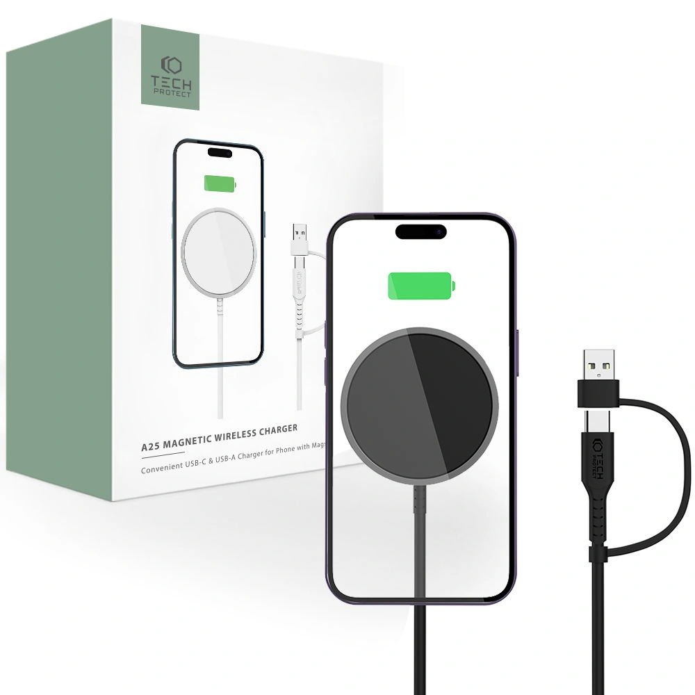 Ładowarka bezprzewodowa Tech-Protect Qi15W-A25 Magnetic Magsafe Wireless Charger Black