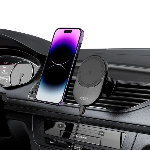 Kup Upevnění do auta s bezdrátovou nabíječkou MagSafe Tech-Protect MM15W-V1 Magnetic Vent Car Mount Wireless Charger 15W Black - THP2043 - {ean13} - Sklep Home Screen