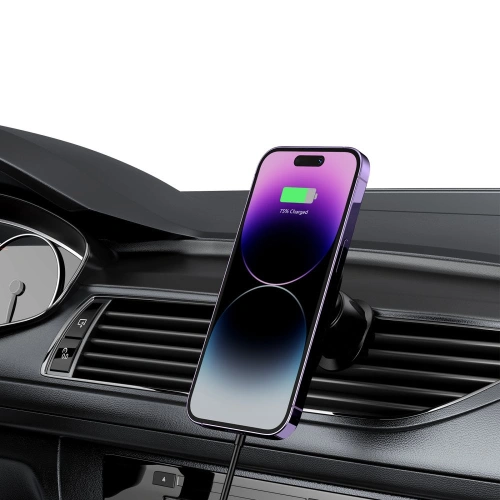 Kup Upevnění do auta s bezdrátovou nabíječkou MagSafe Tech-Protect MM15W-V1 Magnetic Vent Car Mount Wireless Charger 15W Black - THP2043 - {ean13} - Sklep Home Screen