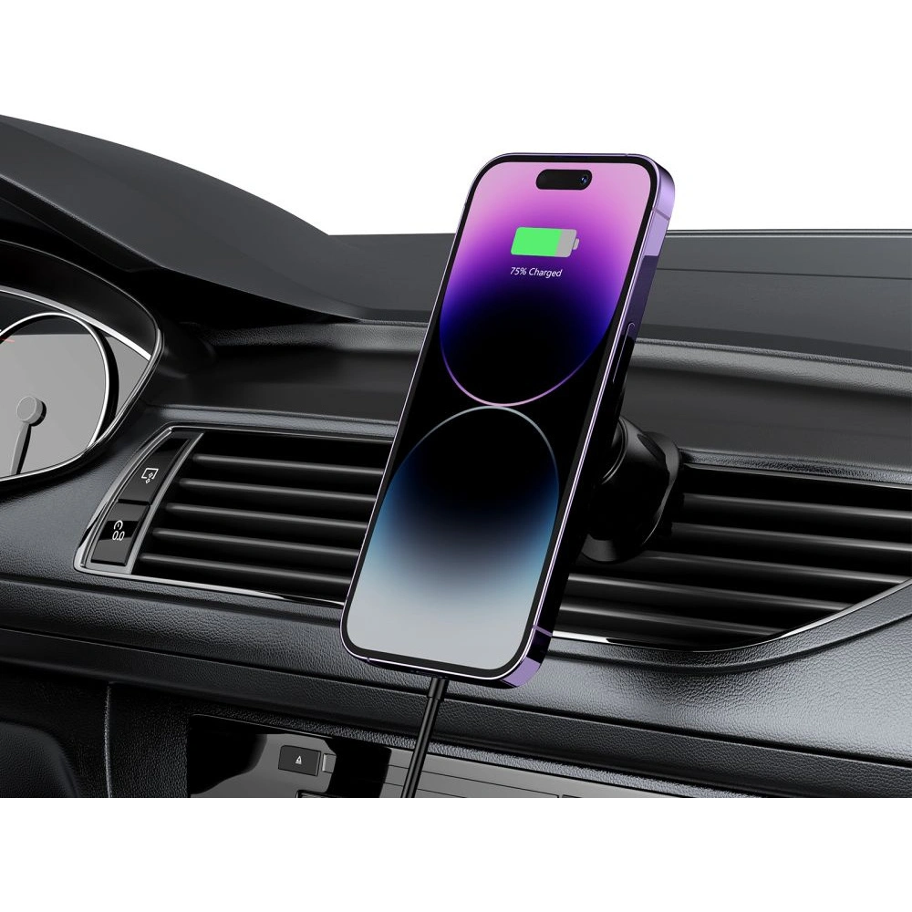 Uchwyt samochodowy z ładowarką bezprzewodową MagSafe Tech-Protect MM15W-V1 Magnetic Vent Car Mount Wireless Charger 15W Black