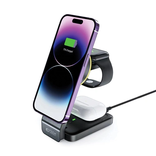 Kup Bezdrátová nabíječka MagSafe Tech-Protect Qi15W-A28 3v1 Magnetic Wireless Charger Černá - THP2044 - {ean13} - Sklep Home Screen