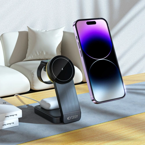 Kup Bezdrátová nabíječka MagSafe Tech-Protect Qi15W-A28 3v1 Magnetic Wireless Charger Černá - THP2044 - {ean13} - Sklep Home Screen