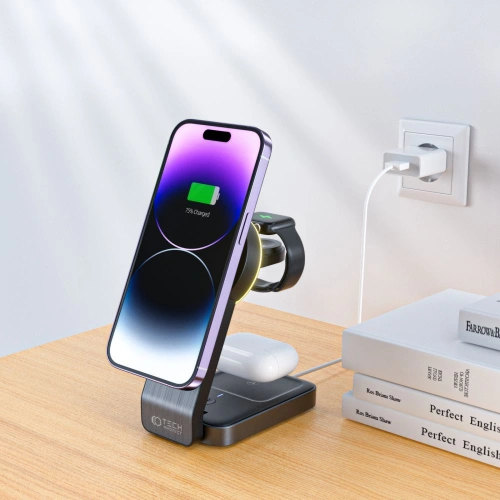 Kup Tech-Protect MagSafe kabelloses Ladegerät Qi15W-A28 3in1 Magnetisches kabelloses Ladegerät Schwarz - THP2044 - {ean13} - Sklep Home Screen