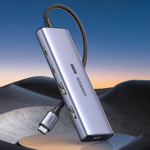 Kup Adapter HUB UGREEN CM500 USB-C/HDMI - 2x USB-C - 2x USB-A grau - UGR1627 - {ean13} - Sklep Home Screen