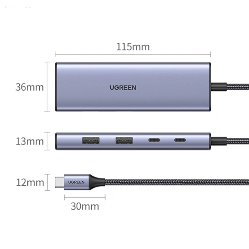 Kup Adapter HUB UGREEN CM500 USB-C/HDMI - 2x USB-C - 2x USB-A grau - UGR1627 - {ean13} - Sklep Home Screen