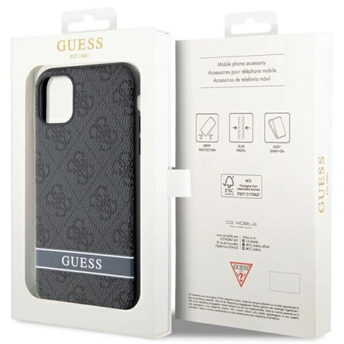 Buy Guess GUHCN61P4SNK Apple iPhone 11/XR gray hardcase 4G Stripe - GUE2605 - {ean13} - Home Screen Store Europe