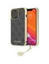Guess Apple Tasche GUHCP14LGF4GGR iPhone 14 Pro grau/grau Hartschale 4G Charms Collection