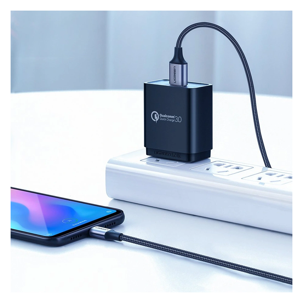 Kabel UGREEN 60125 USB-A/USB-C Quick Charge 3.0 3A 0,5m szary