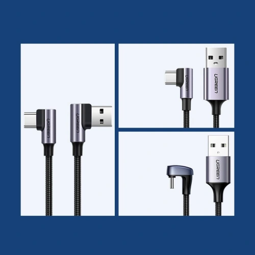 Kup Úhlový kabel UGREEN US176 USB-A/USB-C Quick Charge 3.0 3A 0,5m šedý - UGR1638 - {ean13} - Sklep Home Screen