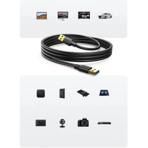 UGREEN US128 USB-A/USB-A USB 3.0 5Gb/s 0.5m fekete