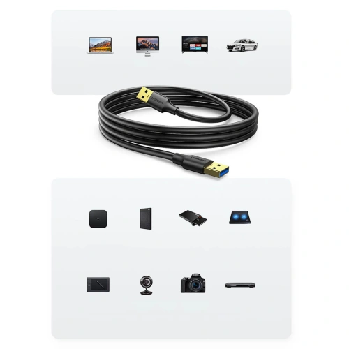 Kup UGREEN US128 USB-A/USB-A USB 3.0 5Gb/s 0.5m fekete - UGR1641 - {ean13} - Sklep Home Screen