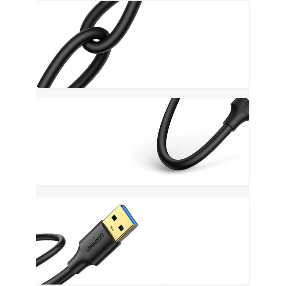 Kabel UGREEN US128 USB-A/USB-A USB 3.0 5Gb/s 0.5m czarny