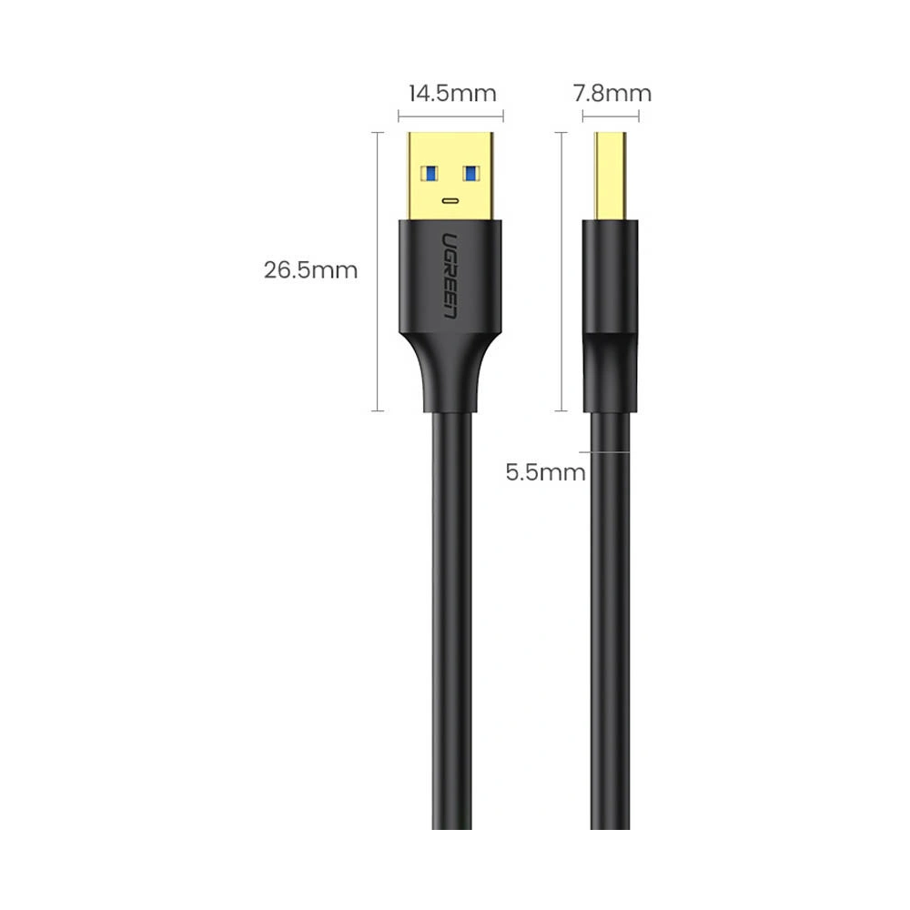 Kabel UGREEN US128 USB-A/USB-A USB 3.0 5Gb/s 0.5m czarny
