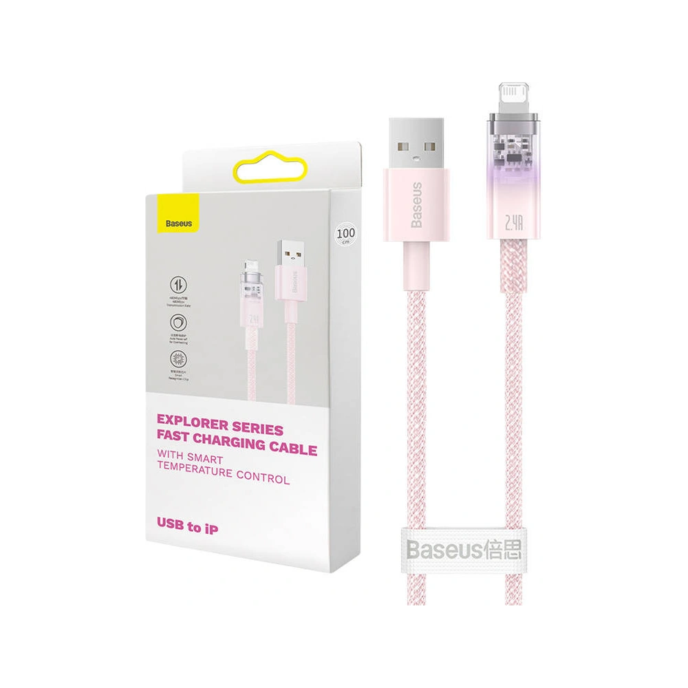 Kabel Baseus Explorer Series USB-A/Lightning 2m 2.4A (różowy)