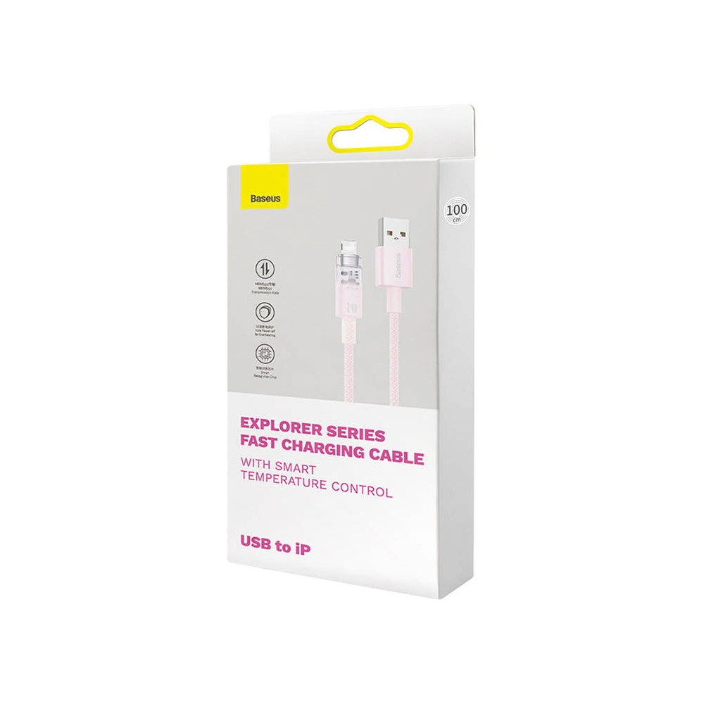 Kabel Baseus Explorer Series USB-A/Lightning 2m 2.4A (różowy)