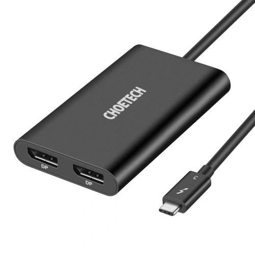 Kup Choetech HUB-Adapter HUB-D03 USB-C Thunderbolt 3 (40Gbps)/2xDisplayPort 4K 60Hz schwarz - CHT65 - {ean13} - Sklep Home Screen