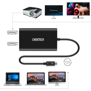 Kup Choetech HUB-Adapter HUB-D03 USB-C Thunderbolt 3 (40Gbps)/2xDisplayPort 4K 60Hz schwarz - CHT65 - {ean13} - Sklep Home Screen