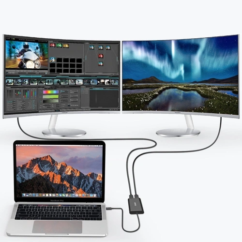 Kup Choetech HUB-Adapter HUB-D03 USB-C Thunderbolt 3 (40Gbps)/2xDisplayPort 4K 60Hz schwarz - CHT65 - {ean13} - Sklep Home Screen