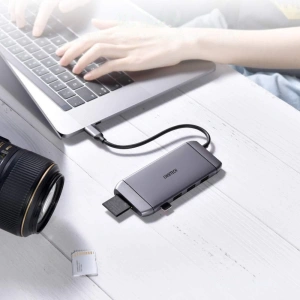 Kup Choetech Adapter HUB HUB-M15 9in1 USB-C/3xUSB 3.2 Gen 1 - SD und TF Kartenleser - HDMI 4K 30Hz - VGA Full HD 60Hz - USB-C - RJ45 grau - CHT66 - {ean13} - Sklep Home Screen