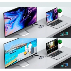 Kup Choetech Adapter HUB HUB-M15 9in1 USB-C/3xUSB 3.2 Gen 1 - SD und TF Kartenleser - HDMI 4K 30Hz - VGA Full HD 60Hz - USB-C - RJ45 grau - CHT66 - {ean13} - Sklep Home Screen