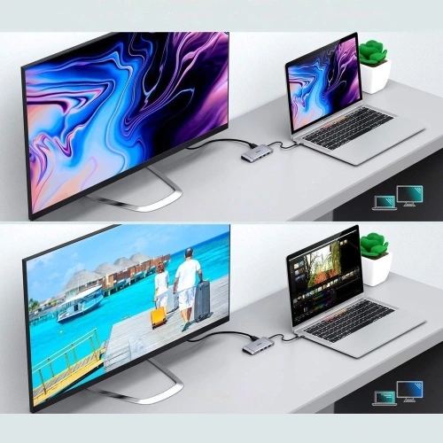 Kup Choetech Adapter HUB HUB-M15 9in1 USB-C/3xUSB 3.2 Gen 1 - SD und TF Kartenleser - HDMI 4K 30Hz - VGA Full HD 60Hz - USB-C - RJ45 grau - CHT66 - {ean13} - Sklep Home Screen