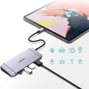 Kup Choetech Adapter HUB HUB-M15 9in1 USB-C/3xUSB 3.2 Gen 1 - SD und TF Kartenleser - HDMI 4K 30Hz - VGA Full HD 60Hz - USB-C - RJ45 grau - CHT66 - {ean13} - Sklep Home Screen