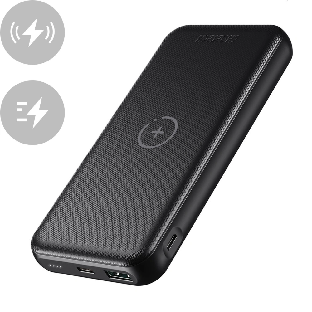 Powerbank Choetech B650 10000mAh 18W QC PD USB-A/USB-C z ładowaniem bezprzewodowym Qi 10W czarny