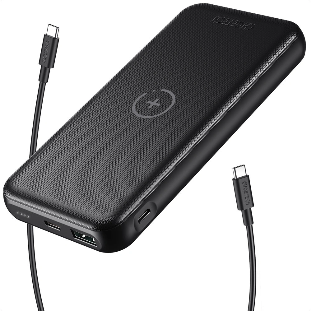 Powerbank Choetech B650 10000mAh 18W QC PD USB-A/USB-C z ładowaniem bezprzewodowym Qi 10W czarny