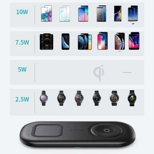 Kup Vezeték nélküli töltő Choetech T570-S Qi 10W telefonhoz és Samsung Galaxy Watch fekete - CHT71 - {ean13} - Sklep Home Screen