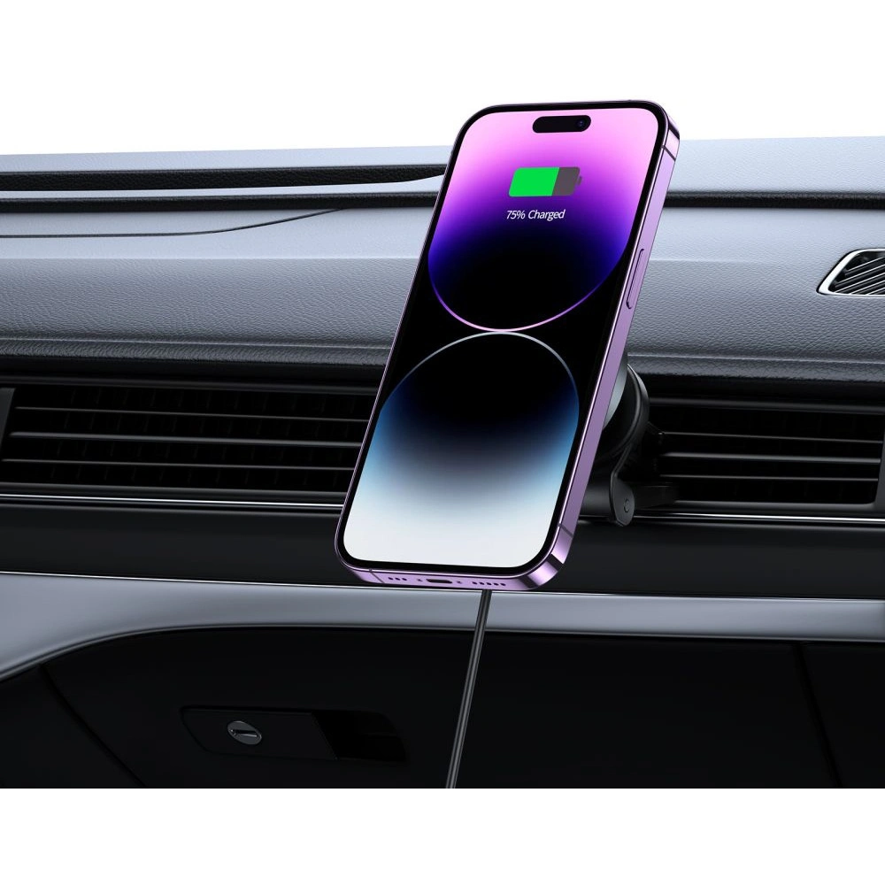 Uchwyt samochodowy z ładowarką bezprzewodową Tech-Protect MM15W-V5 Magnetic MagSafe Vent Car Mount Wireless Charger 15W Black