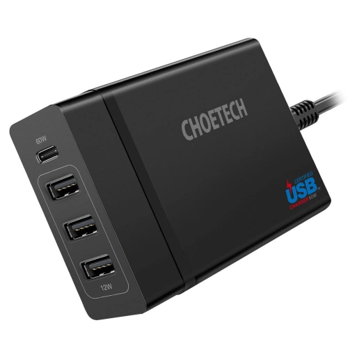 Kup Nabíječka Choetech PD72-1C3U 3x USB-A/USB-C 60W Power Delivery černá - CHT77 - {ean13} - Sklep Home Screen