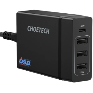 Kup Ładowarka sieciowa Choetech PD72-1C3U 3x USB-A/USB-C 60W Power Delivery czarny - CHT77 - {ean13} - Sklep Home Screen