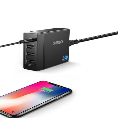 Kup Nabíječka Choetech PD72-1C3U 3x USB-A/USB-C 60W Power Delivery černá - CHT77 - {ean13} - Sklep Home Screen