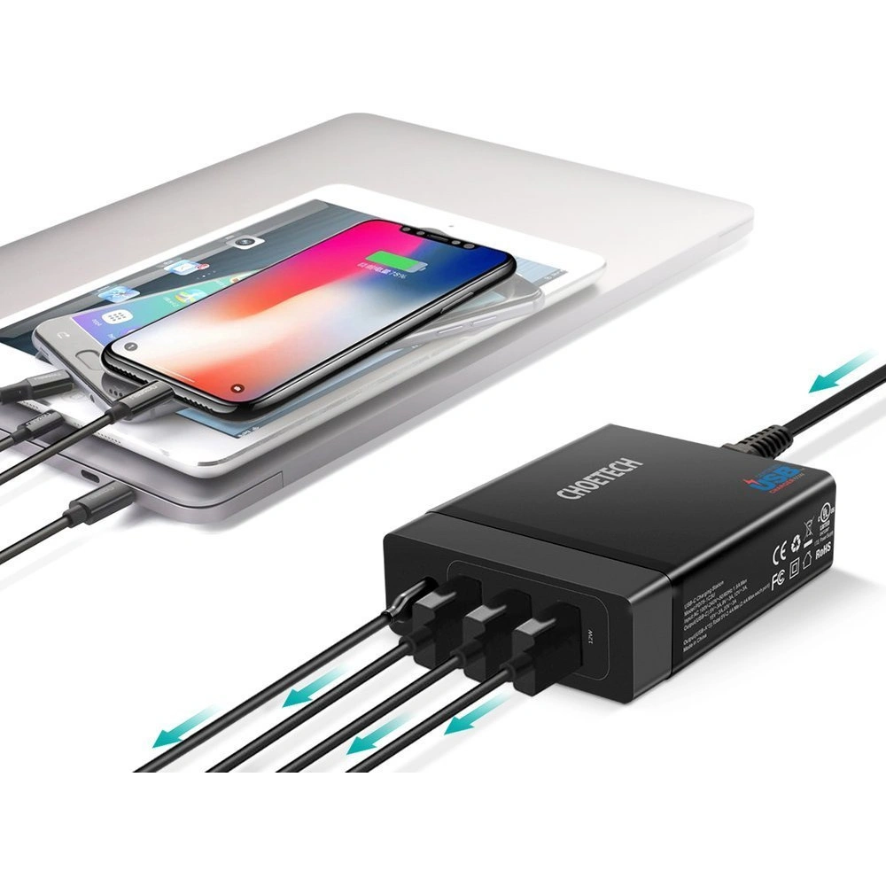 Ładowarka sieciowa Choetech PD72-1C3U 3x USB-A/USB-C 60W Power Delivery czarny