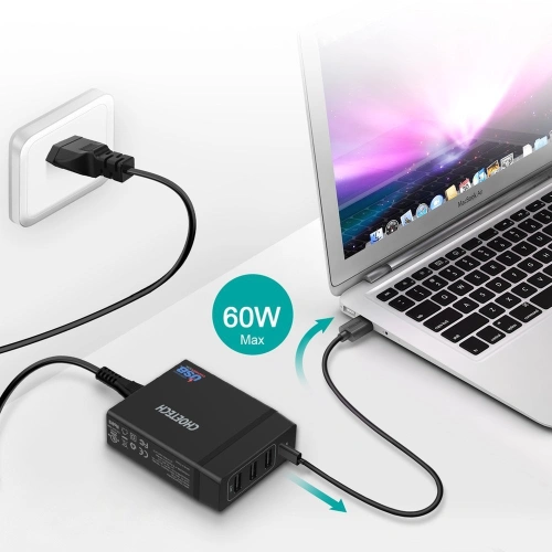 Kup Nabíječka Choetech PD72-1C3U 3x USB-A/USB-C 60W Power Delivery černá - CHT77 - {ean13} - Sklep Home Screen