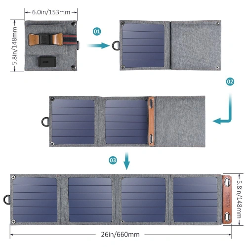 Buy Choetech SC004 Solar Charger USB-A 14W gray - CHT80 - {ean13} - Home Screen Store Europe