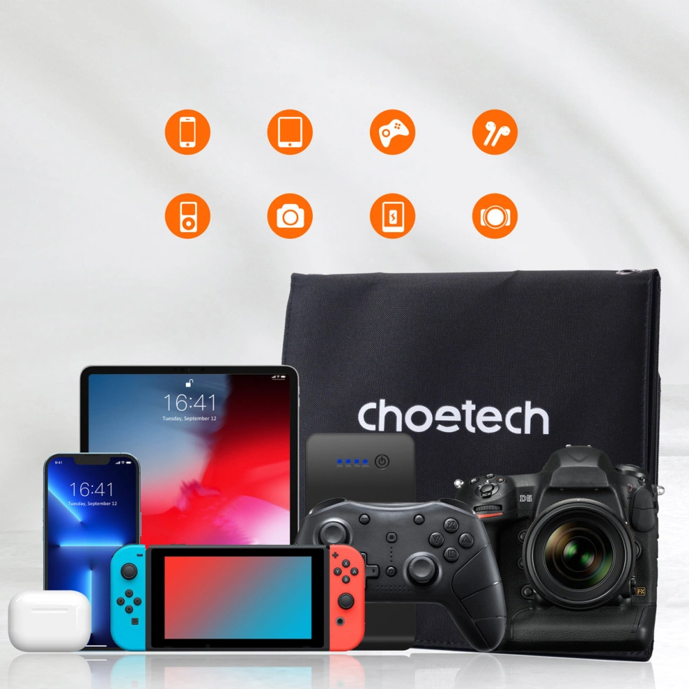 Ładowarka solarna Choetech SC005 22W rozkładana 2xUSB-A czarna