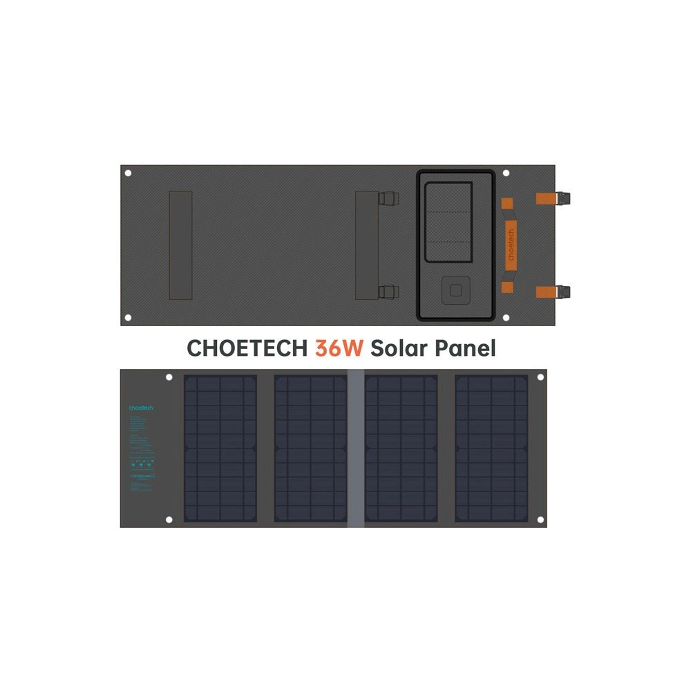 Ładowarka solarna Choetech SC006 USB-A, USB-C 36W QC PD szara
