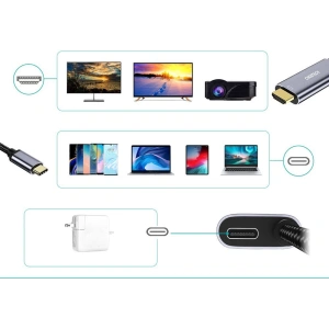 Kup Adapter HUB Choetech XCH-M18GY USB-C/HDMI 4K - USB-C PD do MacBook/PC 1.8m szary - CHT84 - {ean13} - Sklep Home Screen