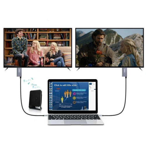 Kup Adapter HUB Choetech XCH-M18GY USB-C/HDMI 4K - USB-C PD do MacBook/PC 1.8m szary - CHT84 - {ean13} - Sklep Home Screen