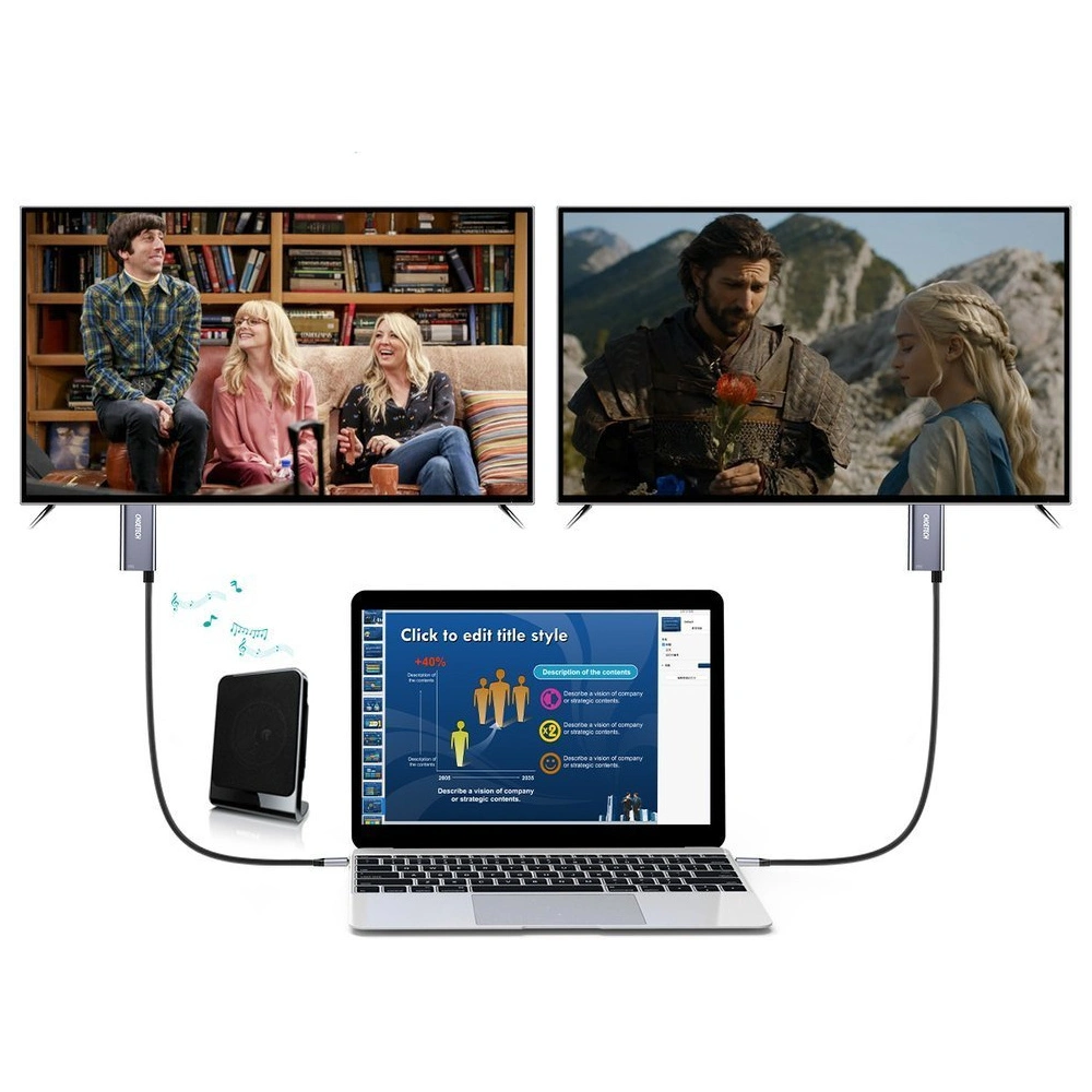 Adapter HUB Choetech XCH-M18GY USB-C/HDMI 4K - USB-C PD do MacBook/PC 1.8m szary